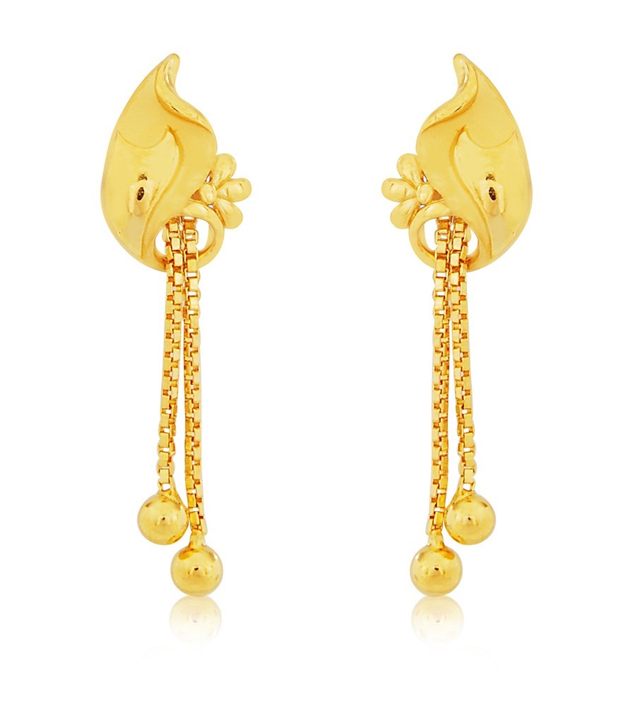 Blooming Leafy Chain Drop Gold Earrings | Jewelry Online Shopping | Gold  Studs & Earrings