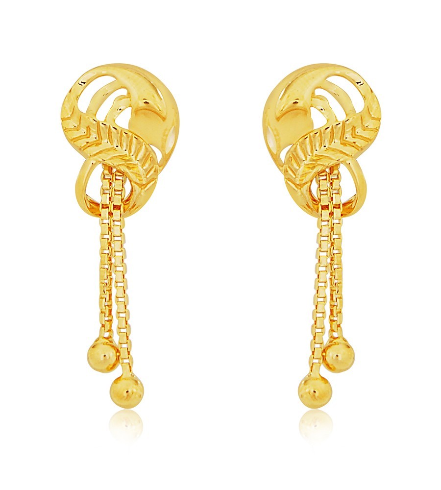 Tiny Corn Bud Chain Drop Gold Earrings | Jewelry Online Shopping | Gold ...
