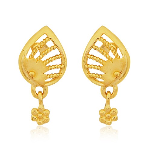 Palm Leafy Tear Drop Gold Stud, Jewelry Online Shopping