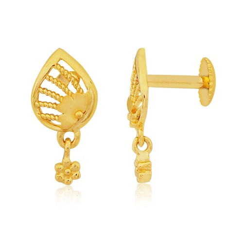 Palm Leafy Tear Drop Gold Stud, Jewelry Online Shopping