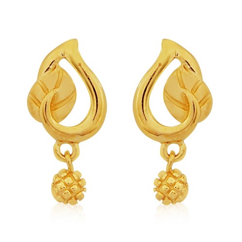 Palm Leafy Tear Drop Gold Stud, Jewelry Online Shopping