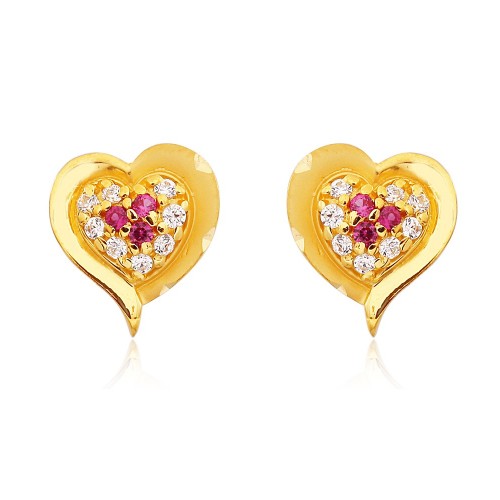 Buy 22k Petite Heart CZ Gold Stud Earrings Online from Vaibhav Jewellers
