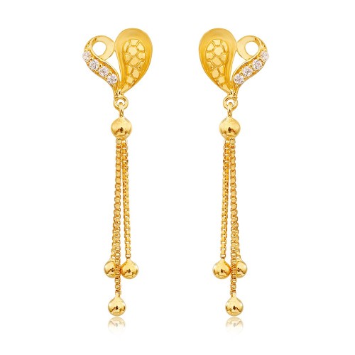 PE9492 Delicate Two Tone Gold Design Pendant Earrings Fancy Chain Set |  JewelSmart.in