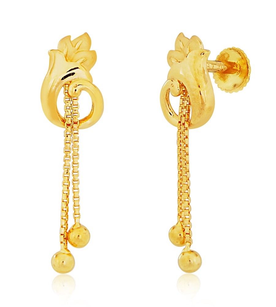 Prince's Feather Chain Drop Gold Earrings Jewelry Online Shopping