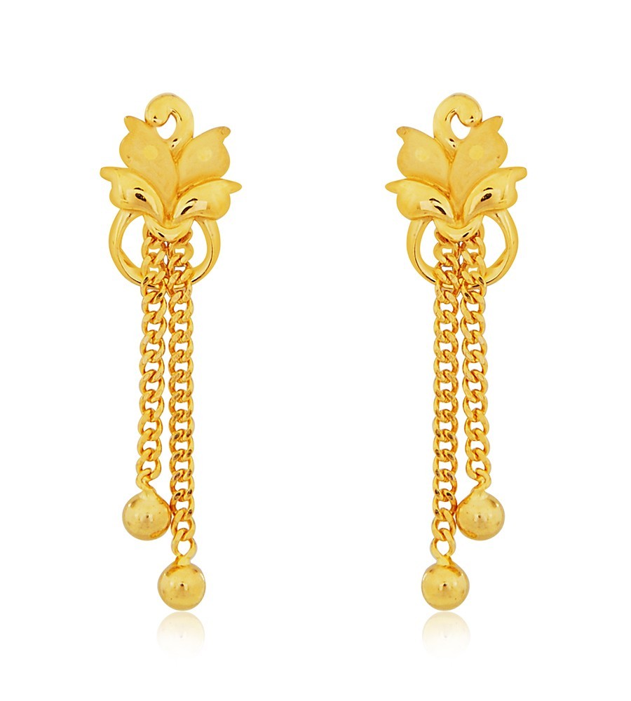 Gazania Floret Chain Drop Gold Earrings Jewelry Online Shopping Gold Studs & Earrings